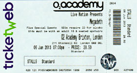 Megadeth ticket